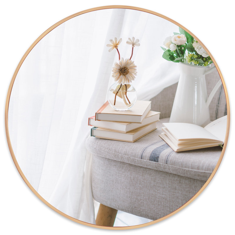 Sussy Metal Round Mirror, Gold, 36" x 36"