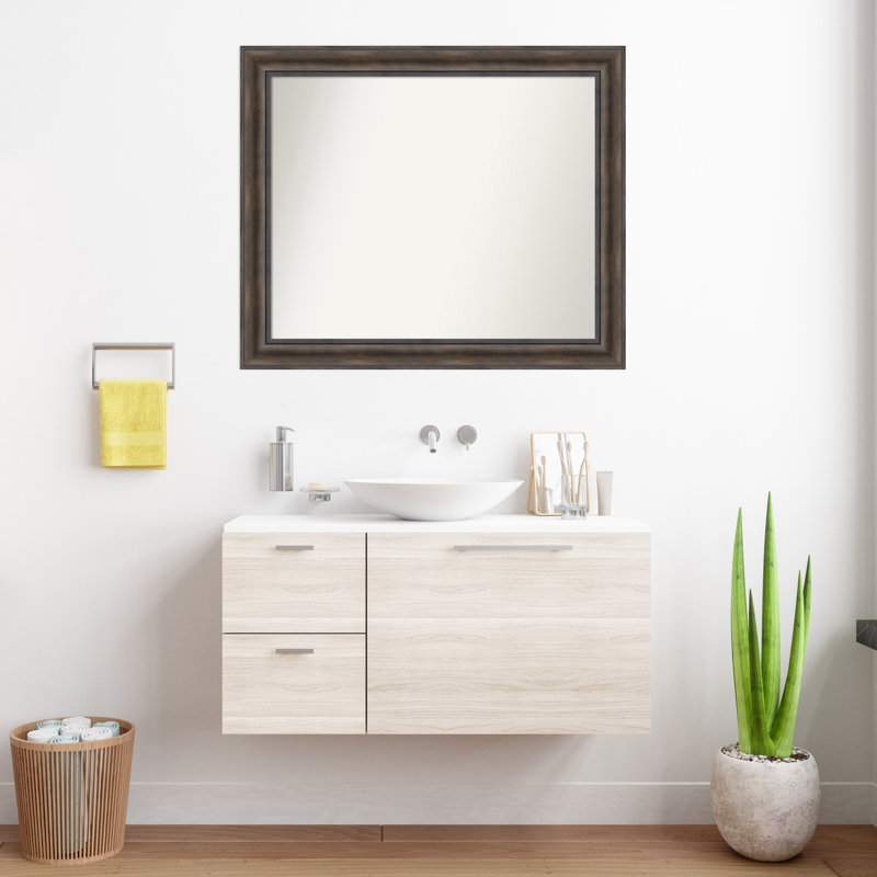 Miroir mural en bois massif Bostynn, Rectangle, H 31,5 po x l 37,5 po
