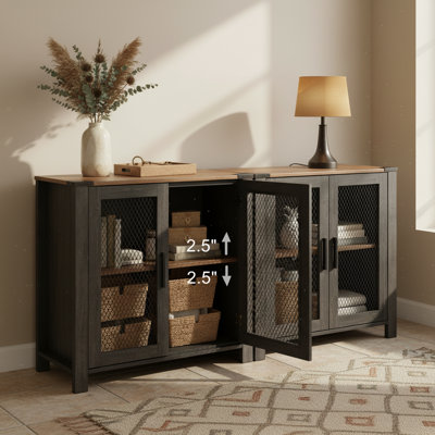 Farmhouse Entryway Storage Console，Rustic Black