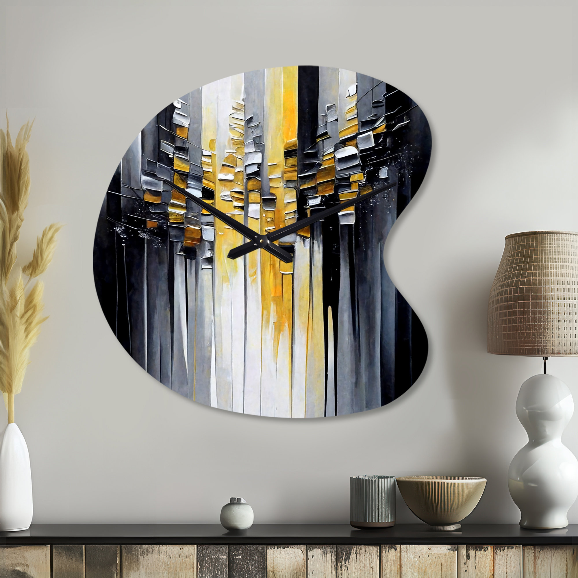 Design Art Abstract Geometric Black And Yellow III - Unique Shape ...