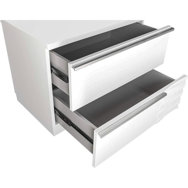 Table de chevet 2 tiroirs White Laquer