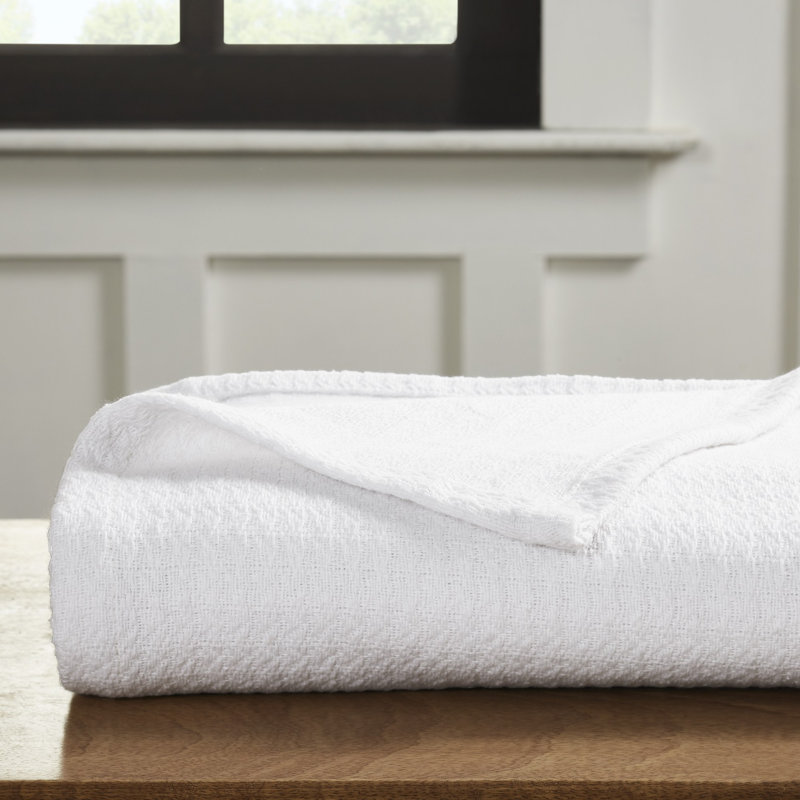 Couverture 100% coton à texture douce toutes saisons Superior, Double/grand, Blanc