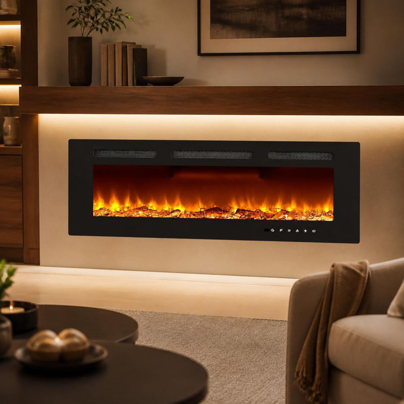 idealhouse 182.9 cm W Black Electric Fireplace