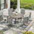 6-Person Outdoor Round Dining Set With Padded Swivel Chair
