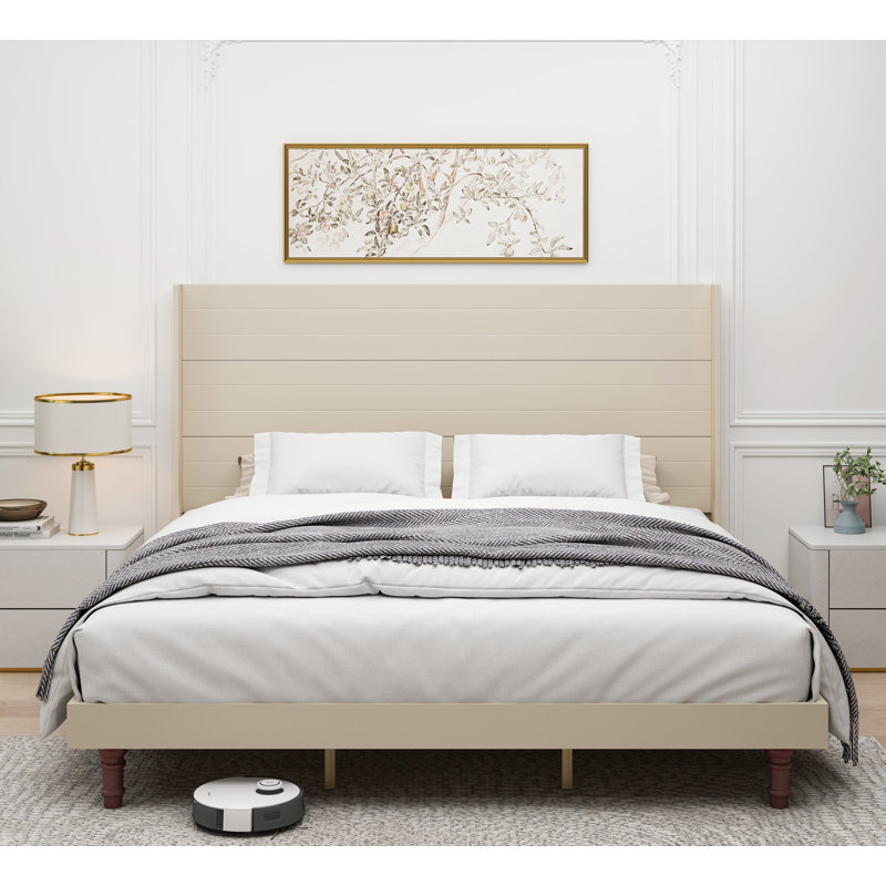 Lit de tête haute, Beige, Grand