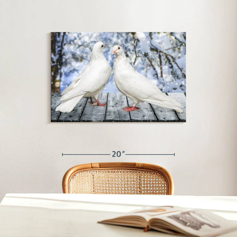 Brampt White Winter Doves, 16" H x 24" W