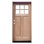 Porte d'entrée Craftsman 6 carreaux en acajou clair non fini, avec chambranle de 11,6 cm (non pré-montée), ouverture à droite vers l'intérieur.