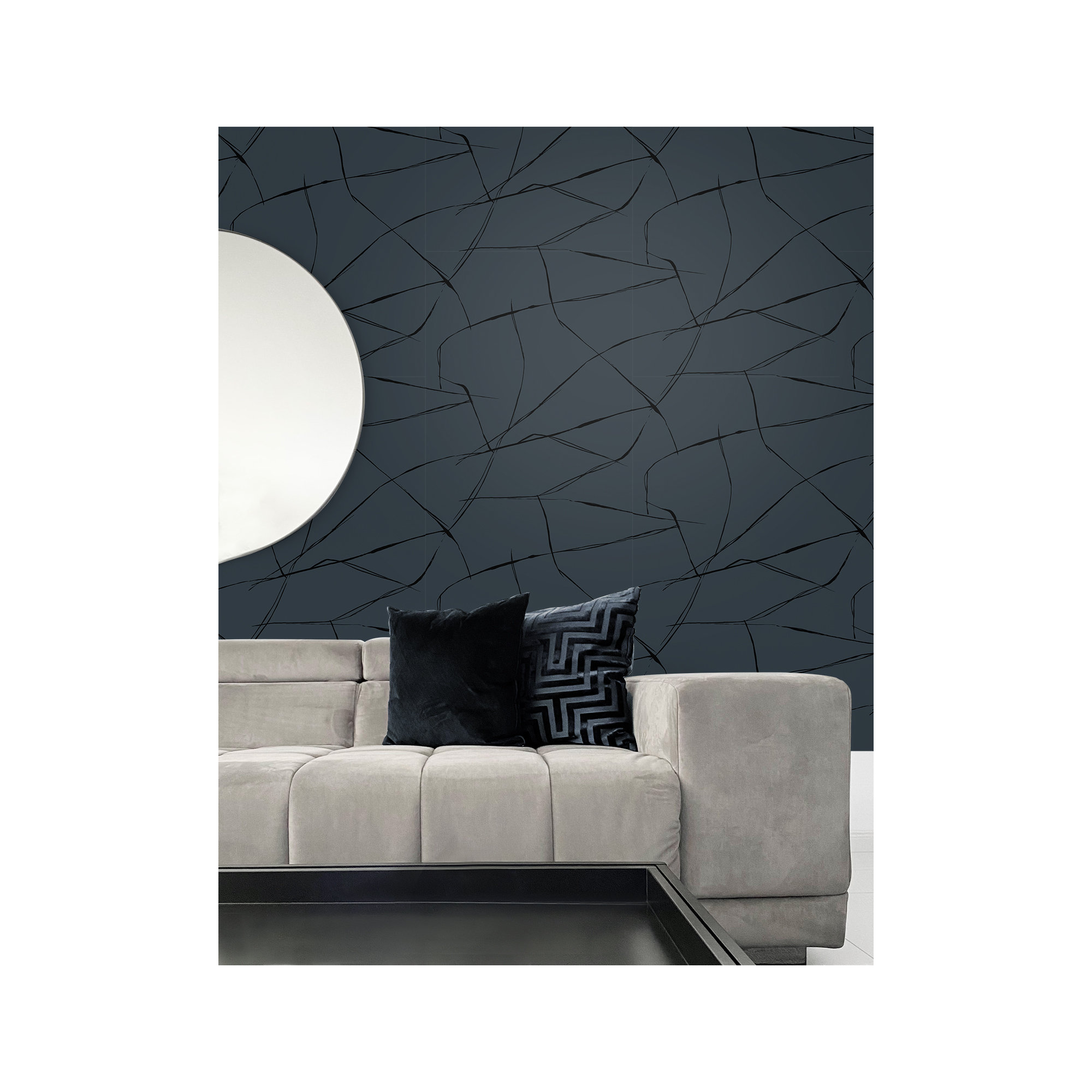 Niseko Modern Abstract Wallpaper, Metallic Midnight Hour
