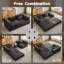 Canapé à compression, canapé-lit à plancher convertible avec structure de forme fixe, canapé modulaire sans os sans causeuse, sans assemblage requis, tissu chenille, pour la chambre du salon, noir-148923418