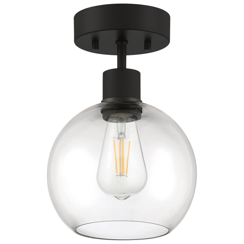 Southglenn Glass Semi Flush Mount, Matte Black