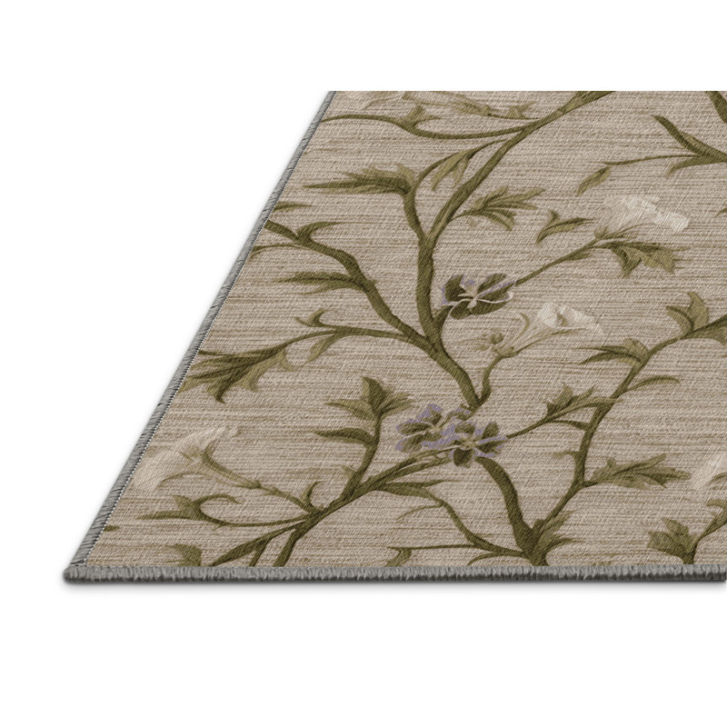  Washable Beach Morning Glory Coastal Area Rug, Rectangle 2' x 3'