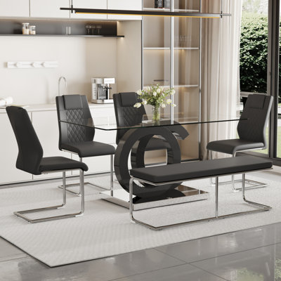 Ensemble de table et de chaises. Ensemble de table de salle à manger Luxury Luxury Glass