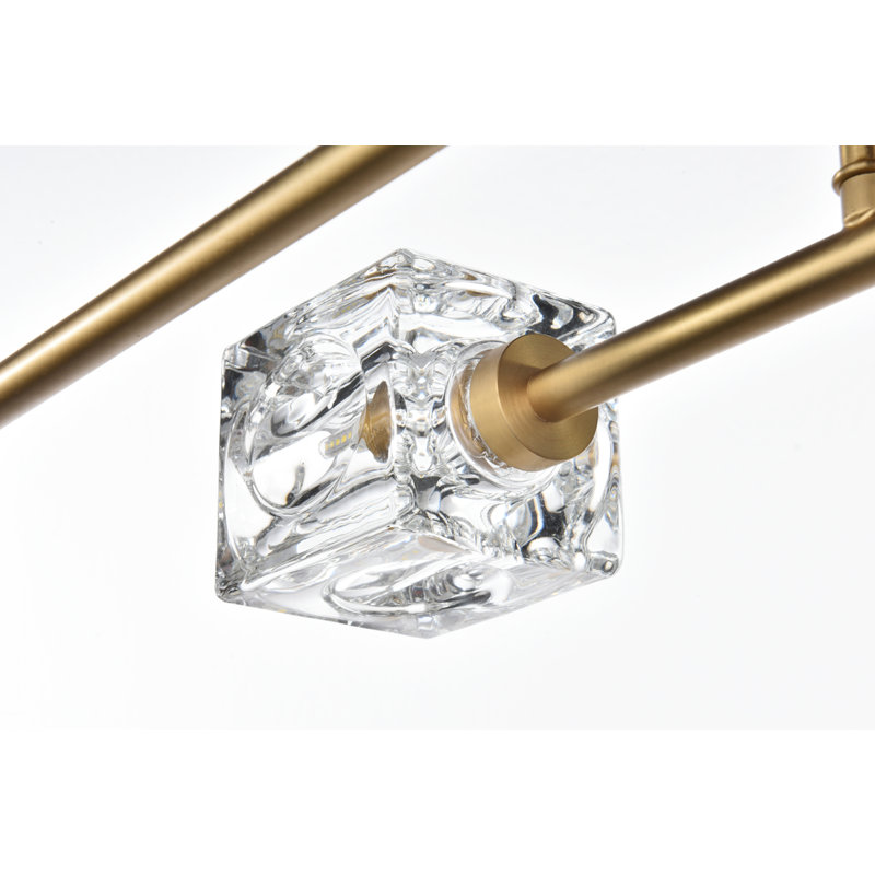 Elick Glass Semi Flush Mount, Satin Gold
