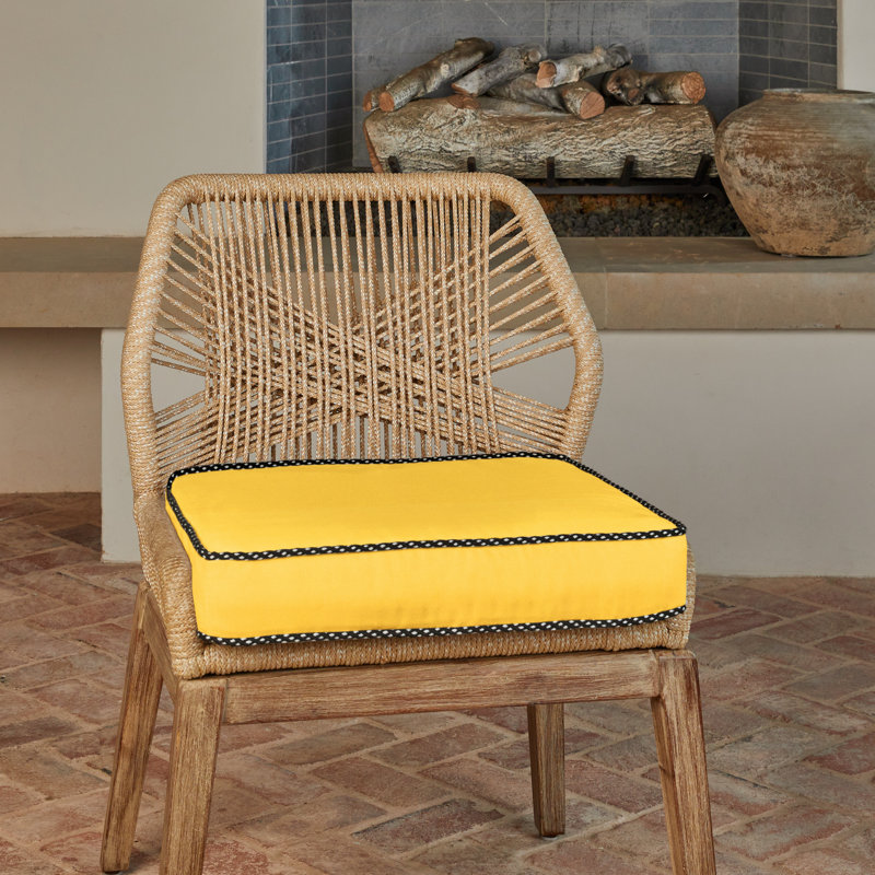 Sunbrella Outdoor 3'' Barstool Chair Pad, Canvas Sunflower Yellow Sunbrella® Canvas, 19 W x 19 D