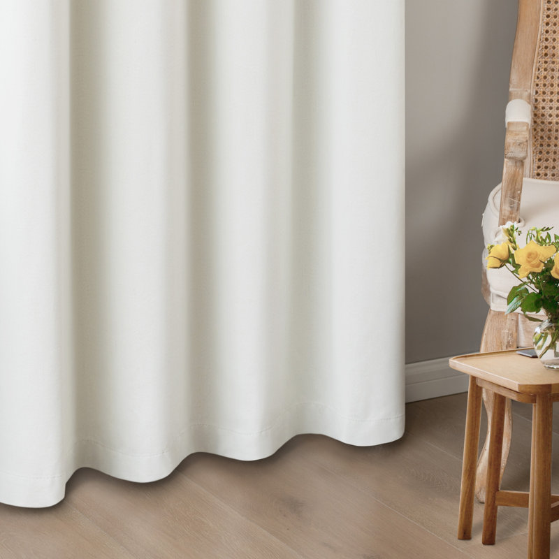 Jimmy Boho Faux Linen 100% Blackout With Liner Grommet Curtain Pair, 52" W x 84" L, Ivory