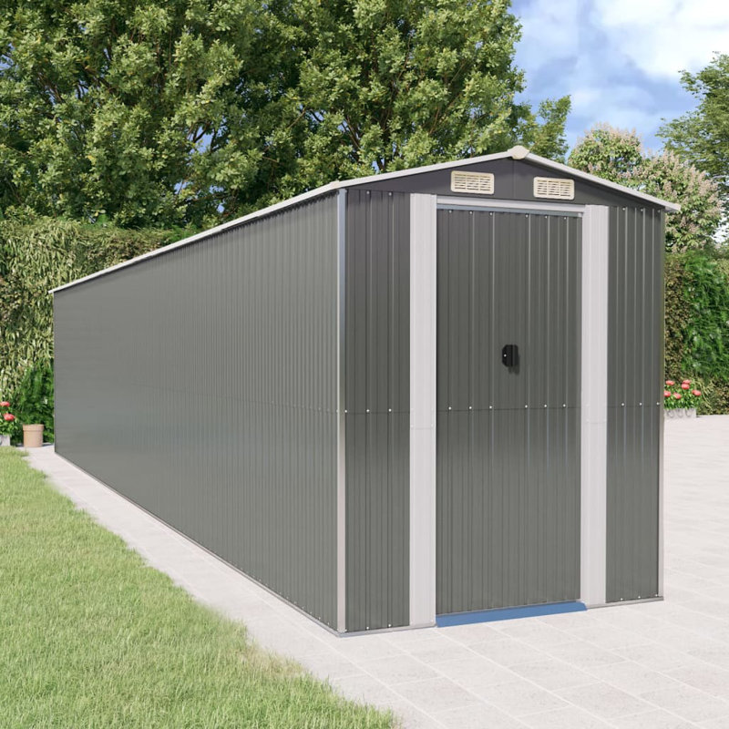 Remise de rangement en acier, 75,6 po x 107,9 po x 87,8 po, gris