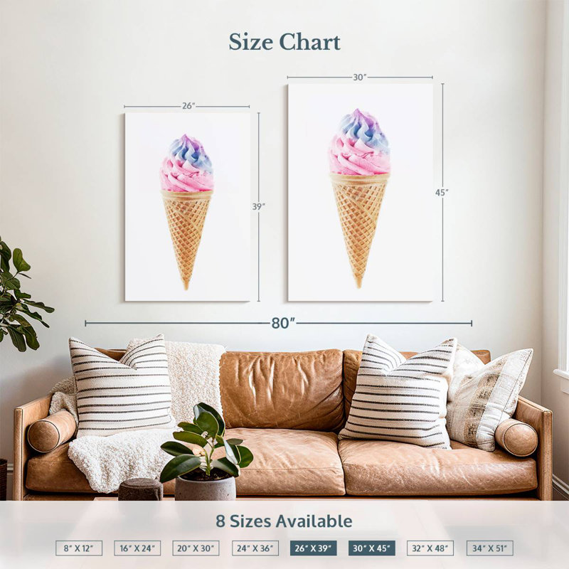 Yarlin Pink Ice Cream, 39" H x 26" W