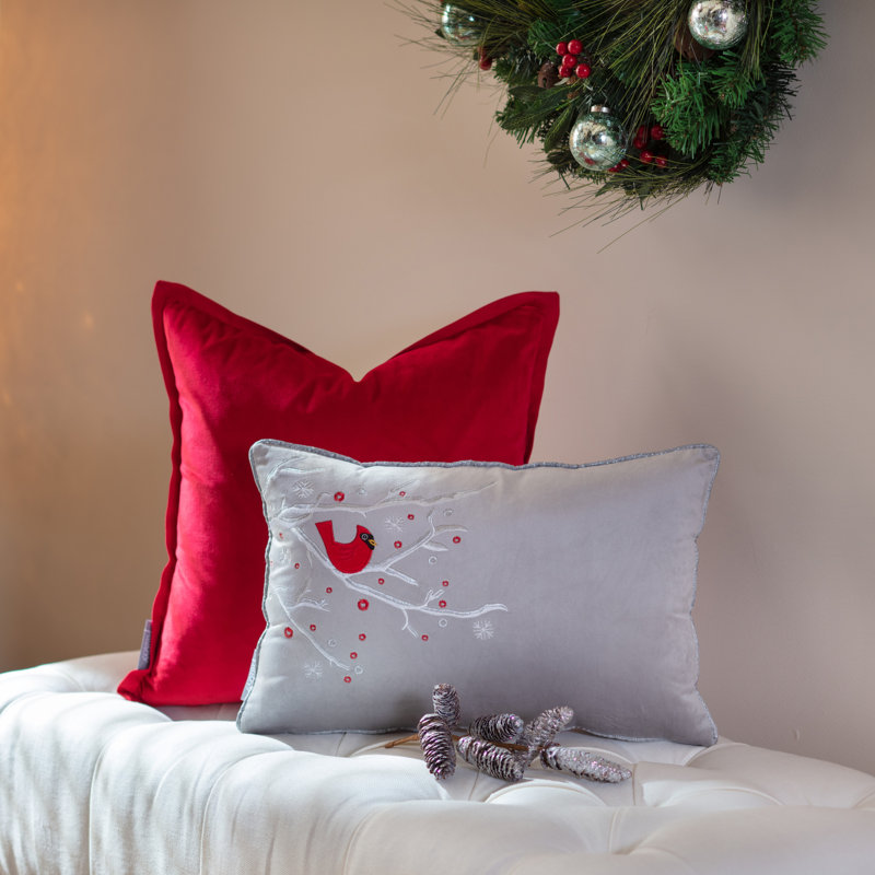 Coussin Velvet Christmas Cardinal