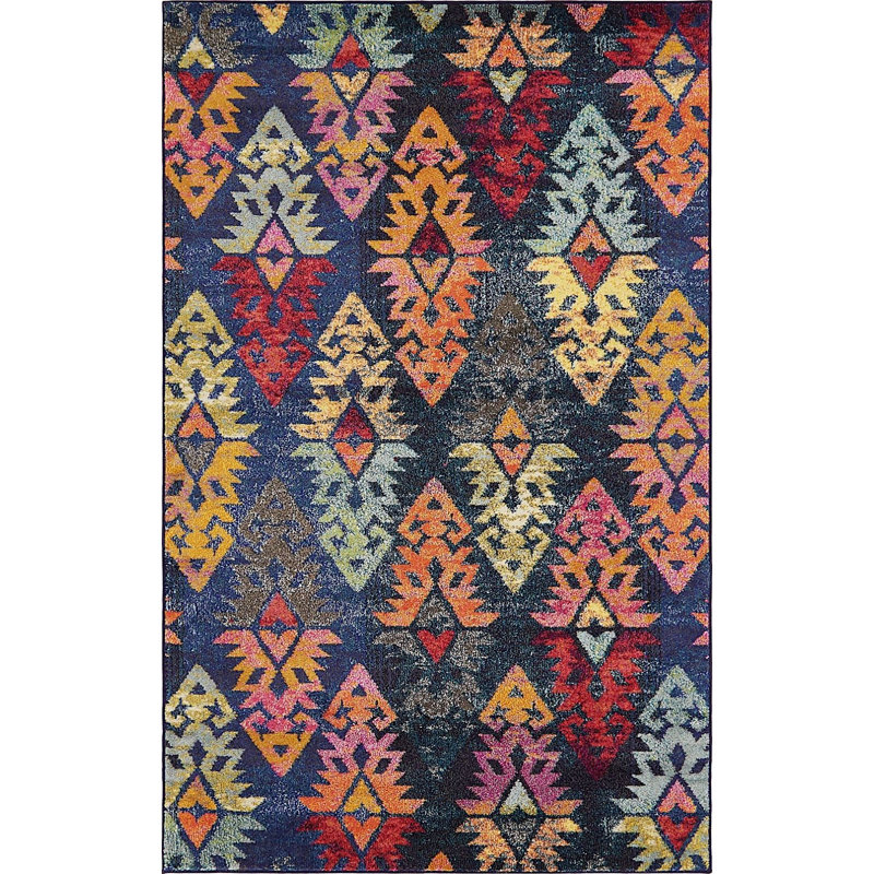 Tapis à motif géométrique rouge Sierra, Rectangle 4 pi x 6 pi