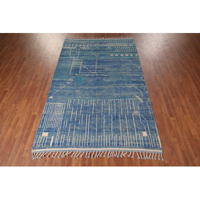Tapis marocain fait à la main bleu 6 x 9