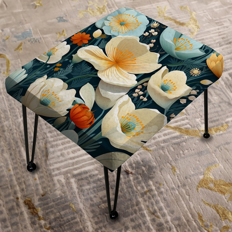 Beige Natures Floral Garden Oasis - Repose-pieds rectangulaire floral