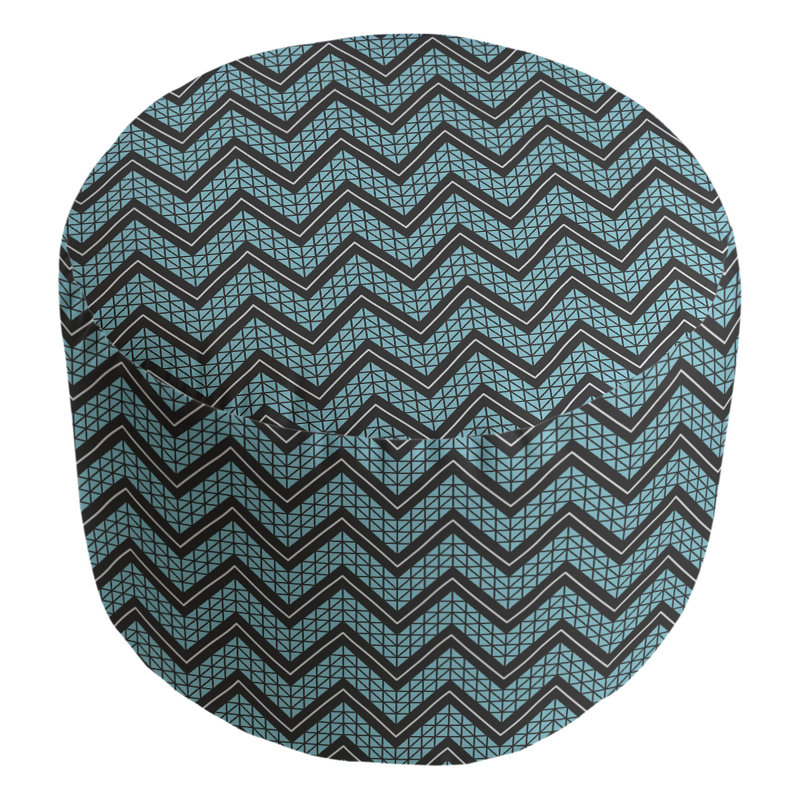 Upholstered Pouf, Teal/Black