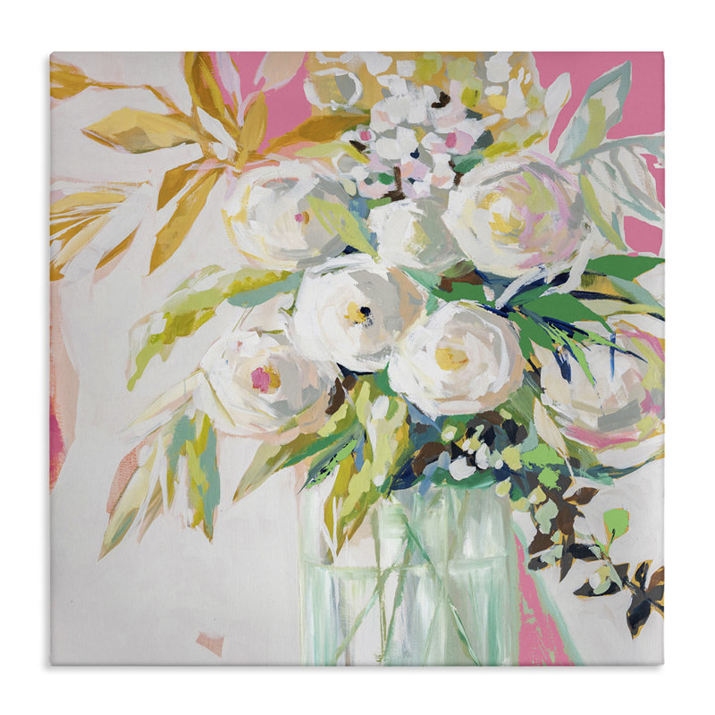 "Springtime Soiree Roses", art mural sur toile par Jenny Westenhofer, H 17 po x l 17 po