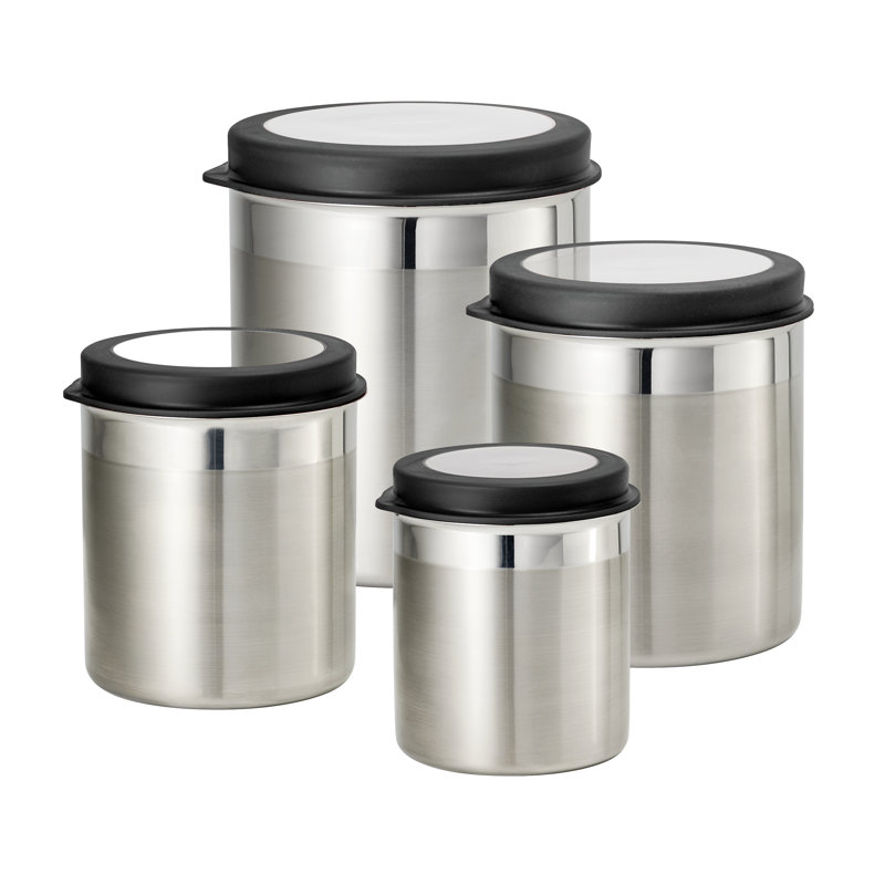 4 Piece Kitchen Canister Set, Gray