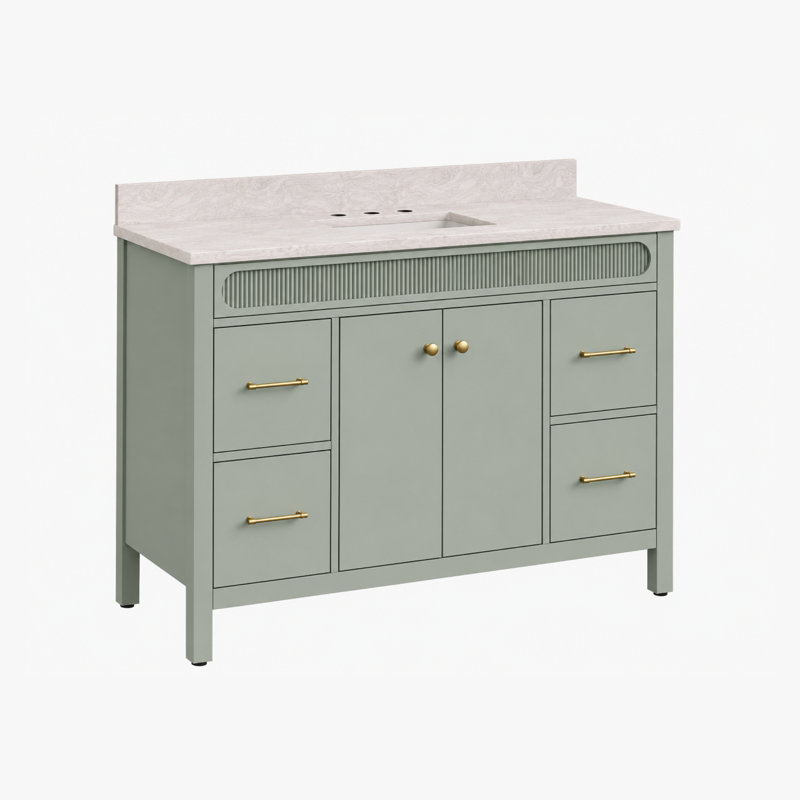 Meuble-lavabo l 48 po x P 21 po Selvaro, Verre de mer, 48, Velisse plume