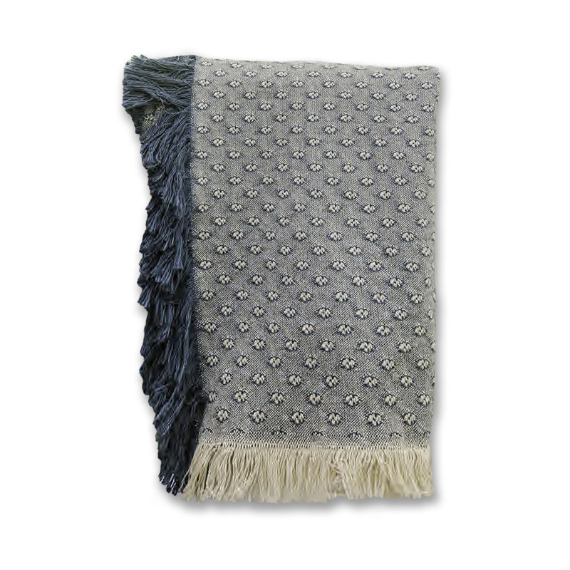 Jeté tissé 46 x 67, Pois bleus