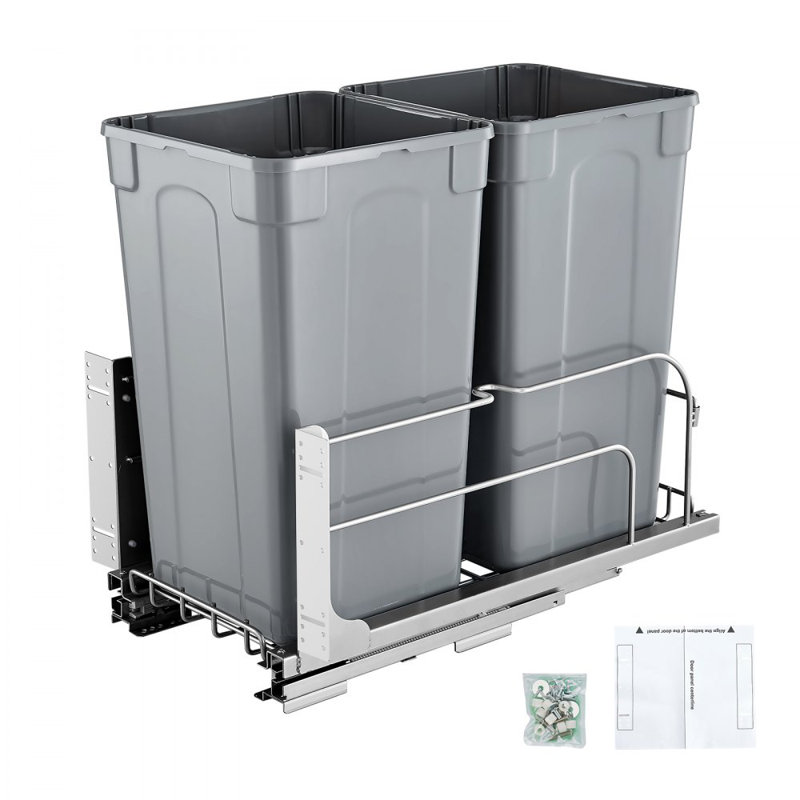 Plastic Open Pull Out Rubbish Bin - 50L