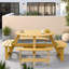 Table de pique-nique d'extérieur pour 8 personnes avec 4 bancs intégrés et trou pour parasol-242809584