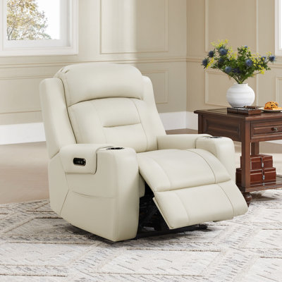 Fauteuil inclinable électrique double en cuir véritable avec repose-tête électrique Olathe