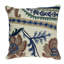 Coussin décoratif en laine 20 po bleu et beige avec broderie