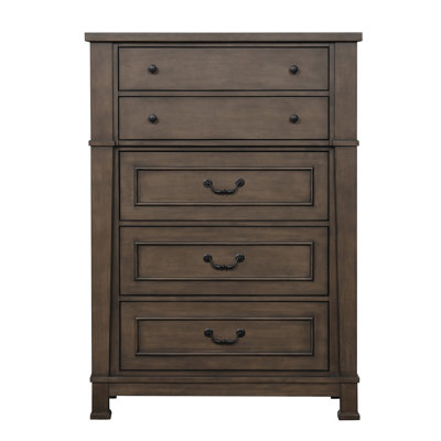 Commode de style transitionnel 1Pc Boutons de tiroir en queue d'aronde française et anglaise et poignées suspendues Glissières latérales en métal Finition noyer foncé