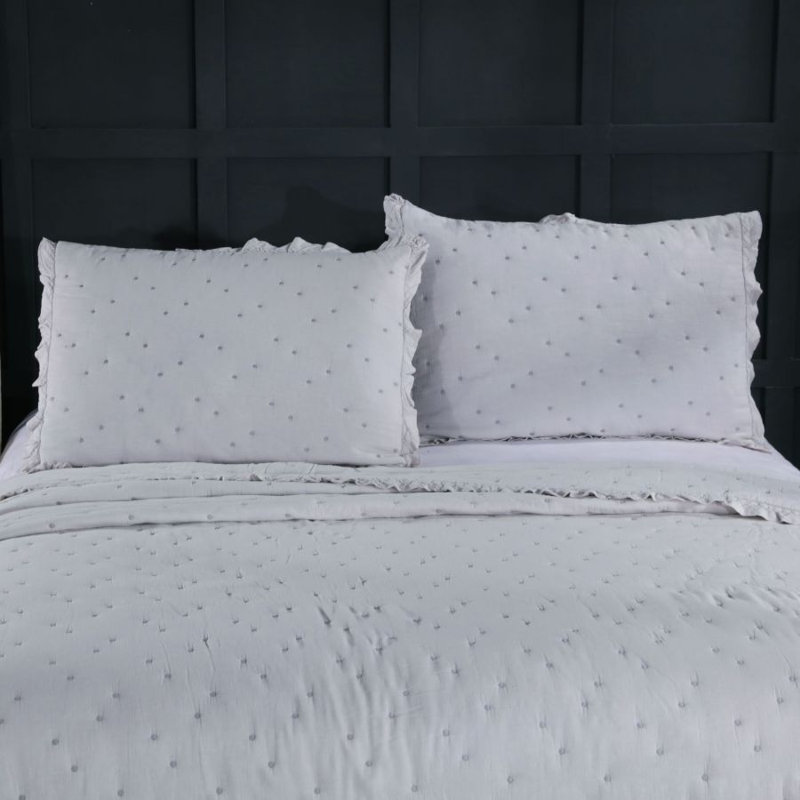 Modern & Contemporary Cotton Blend Quilt, Gray, Queen