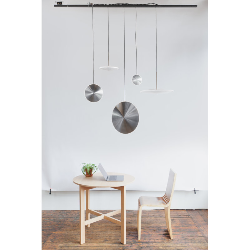 Chrona Modern Round Spun Brass Pendant Light, Vertical, Solid Brass, 17" H x 17" W x 3" D