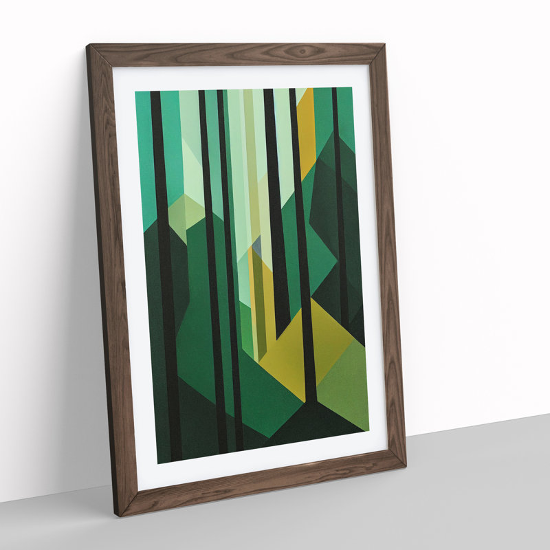 Modern Forest No.3 Abstract - Framed Print, 34cm H x 25cm W x 2cm D, Walnut