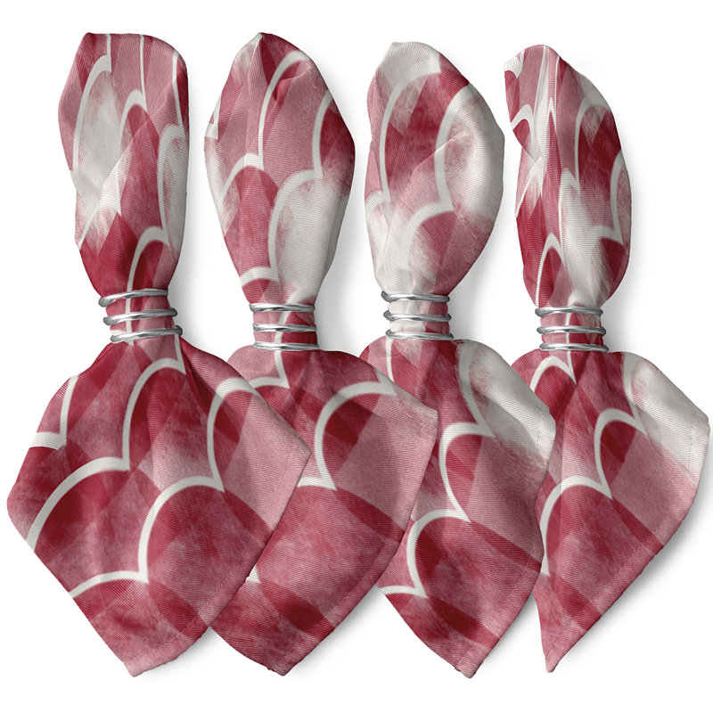 Lapides Polyester Abstract Square Napkin, Red