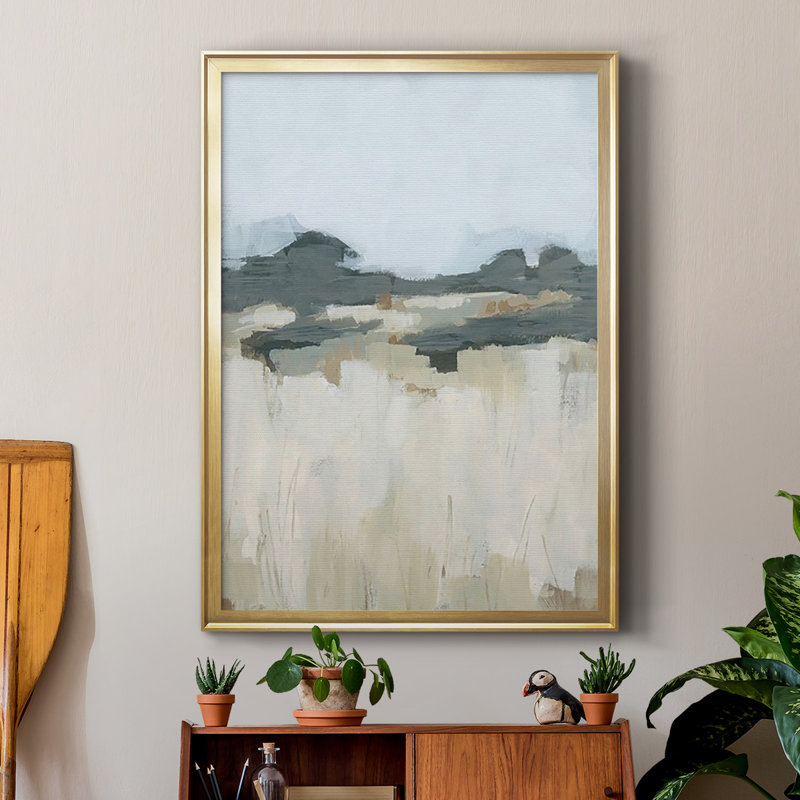 «Brushstroke Badlands II», reproduction encadrée de qualité supérieure - prête à être accrochée, Or