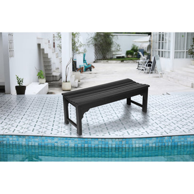 Banc pour cour arrière - toutes saisons, capacité de 500 lb, noir, résistant au balcon, facile à assembler