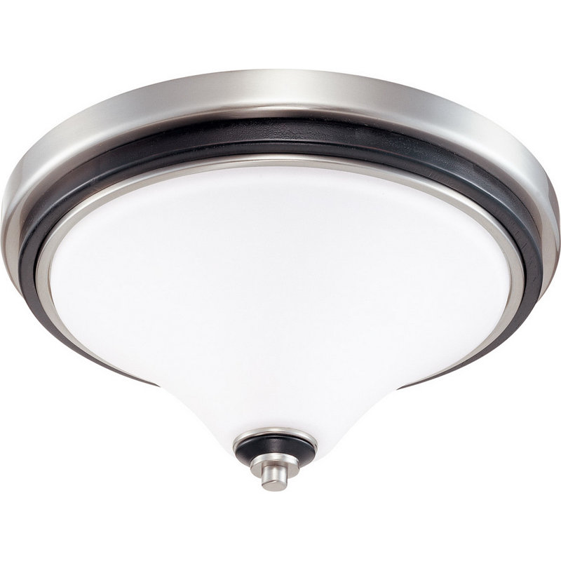 Myrtle Avenue Glass Flush Mount, 9" H X 15" H X 15" D, Nickel, White