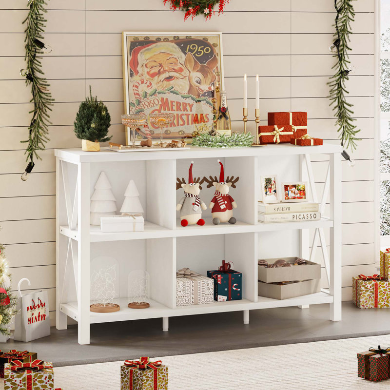 Bibliothèque en bois Guinna, Chêne blanc, 6 cubes