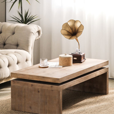 Élégant bureau rectangulaire en bois naturel, l 47,6 po x l 23,6 po x H 16,3 po, design minimaliste, table de salon brune à fixation au sol, L 46,54 po x l 24,09 po x H 16,22 po, utilisation polyvalente