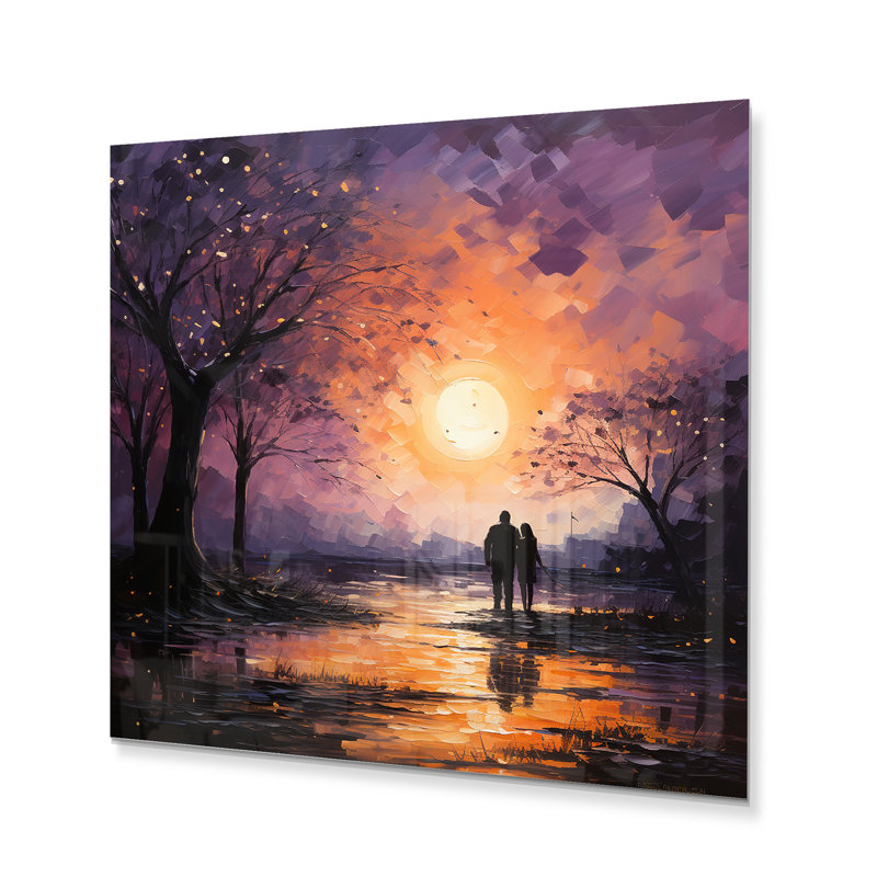 Paysage romantique, chuchotements de paysage coucher de soleil, H 16 po x l 16 po x P 1 po