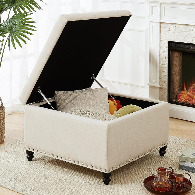 Très grand banc de repose-pieds Boudicca, Mélange de coton beige