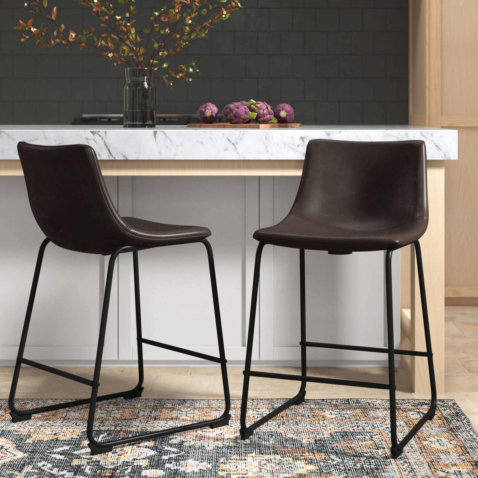 Dorielle Bar Stool, Counter Stool (24" Seat Height), Brown