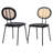 16" Wide Mid-Century Modern Farmhouse Rattan Backrest Leather Seat Dining Chairs-571178857-571178859
