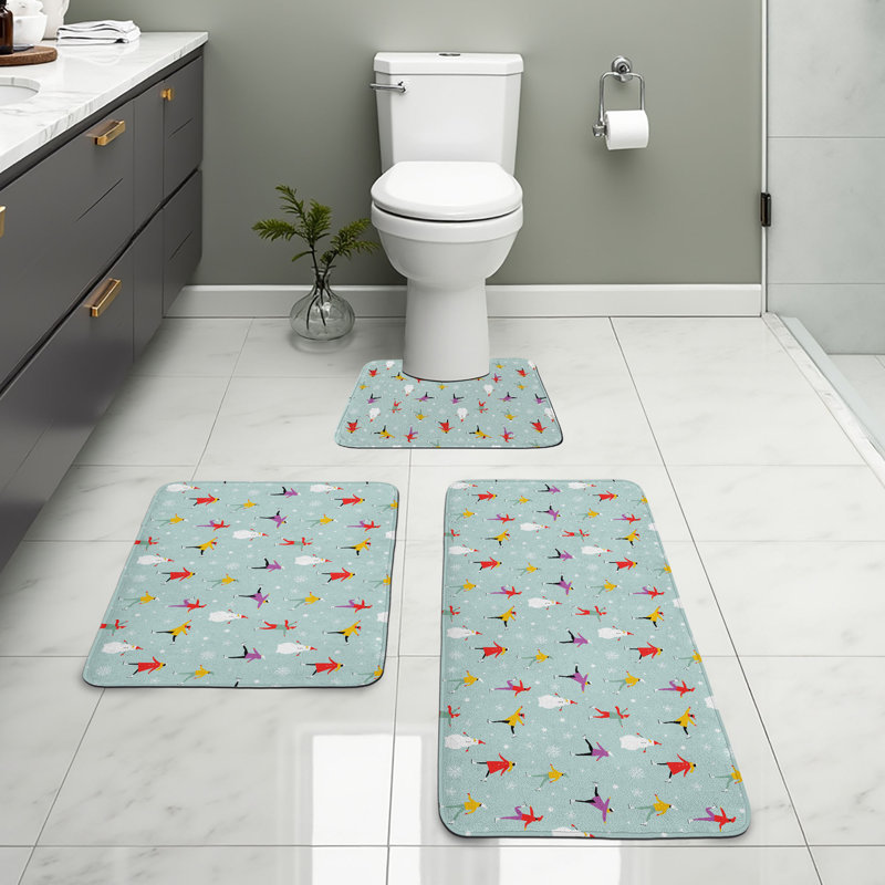  Ensemble de tapis de salle de bain 3 pièces Ice Skates