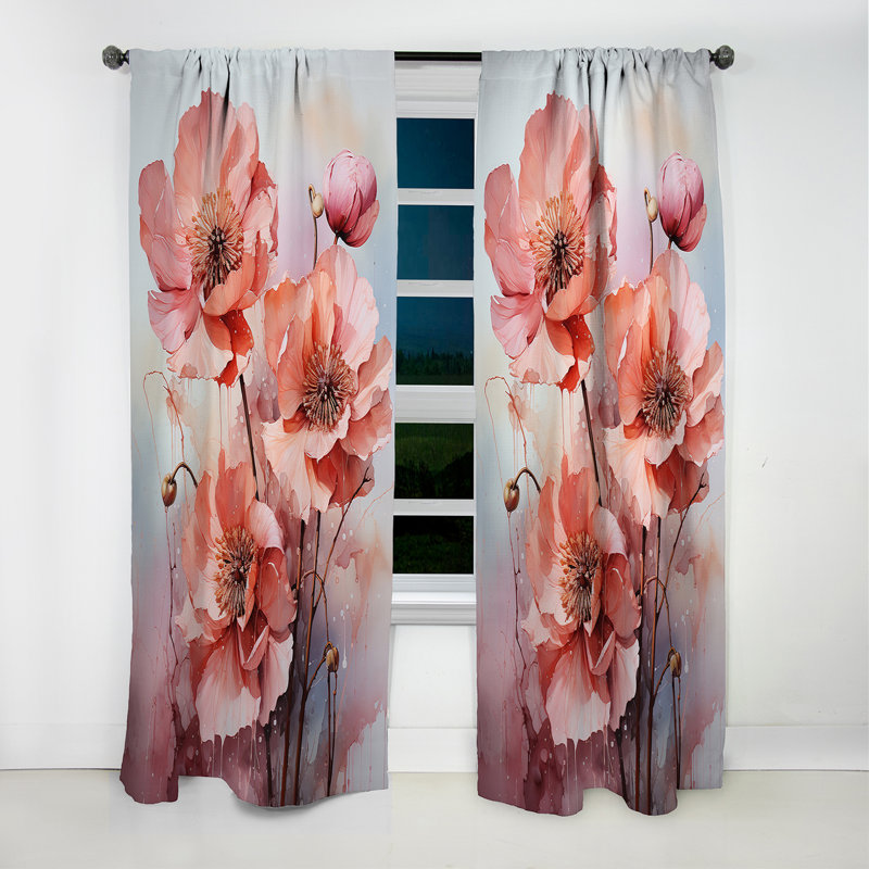 Duras - Rideau occultant floral tulipes - 1 panneau, L 52 po x L 90 po